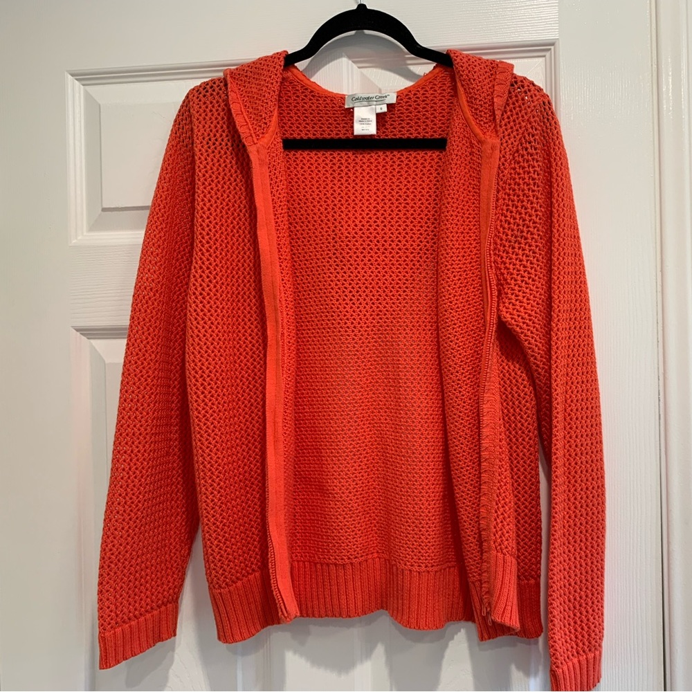 Coldwater Creek Crochet Knit Hoodie Jacket